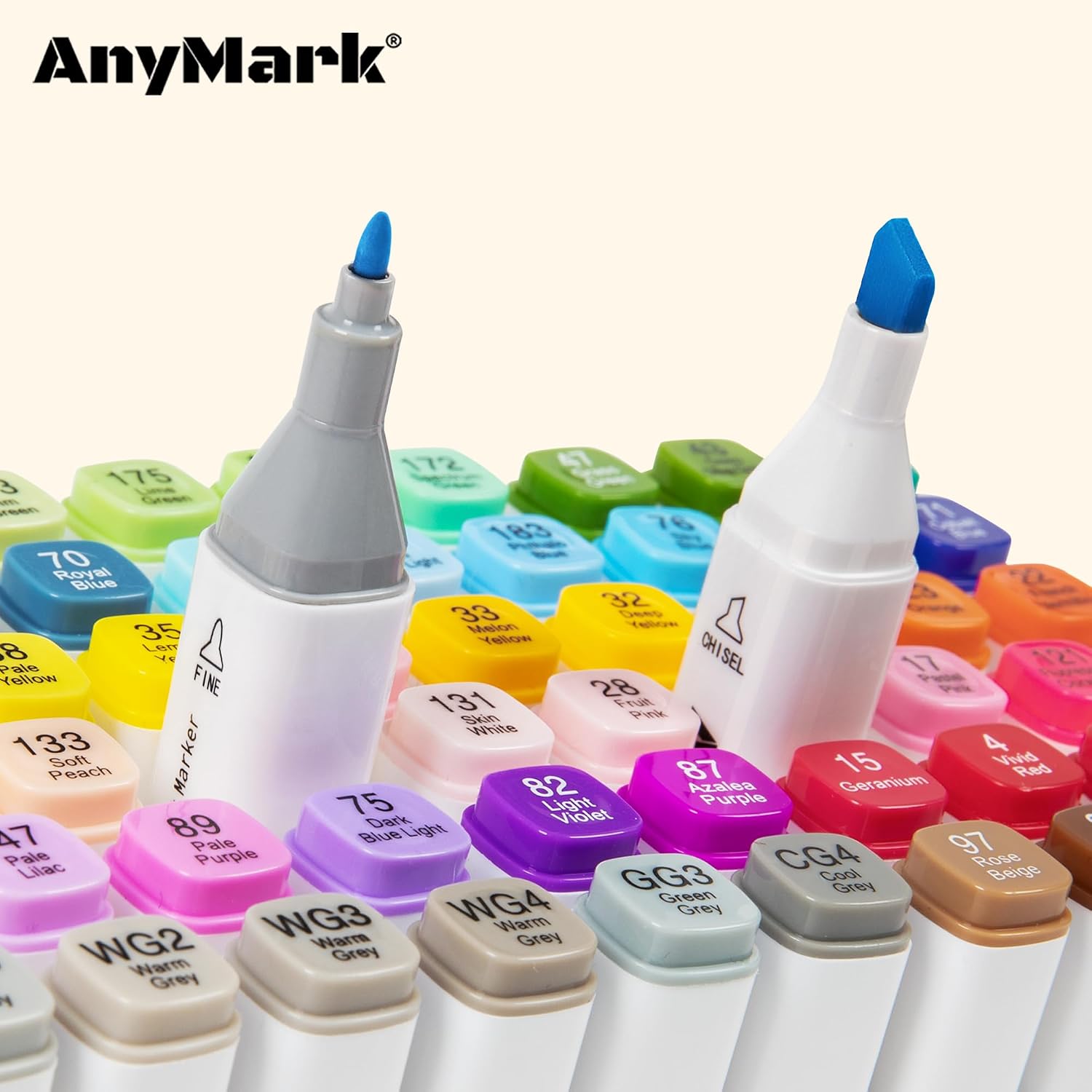 Detalle de AnyMark 100 Farben Alkoholmarker Set