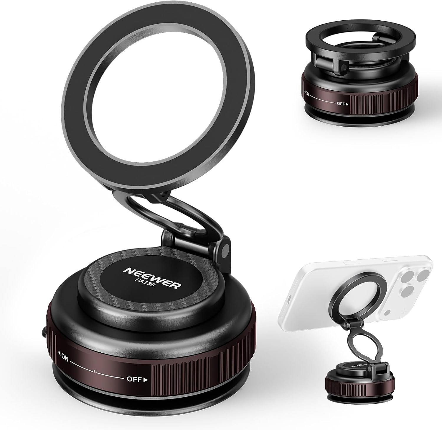 Detalle de NEEWER PA138 Vacuum Suction Cup Magnetic Phone Holder Stand with 360° rotation (MagSafe compatible)