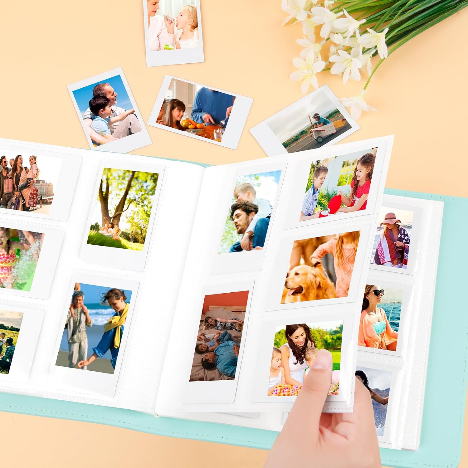Thumbnail 6 de 360-Fach Fotoalbum für Fujifilm Instax Mini & Polaroid Snap – 86x54-mm Sofortbildalbum mit transparenter Hülle (grün)