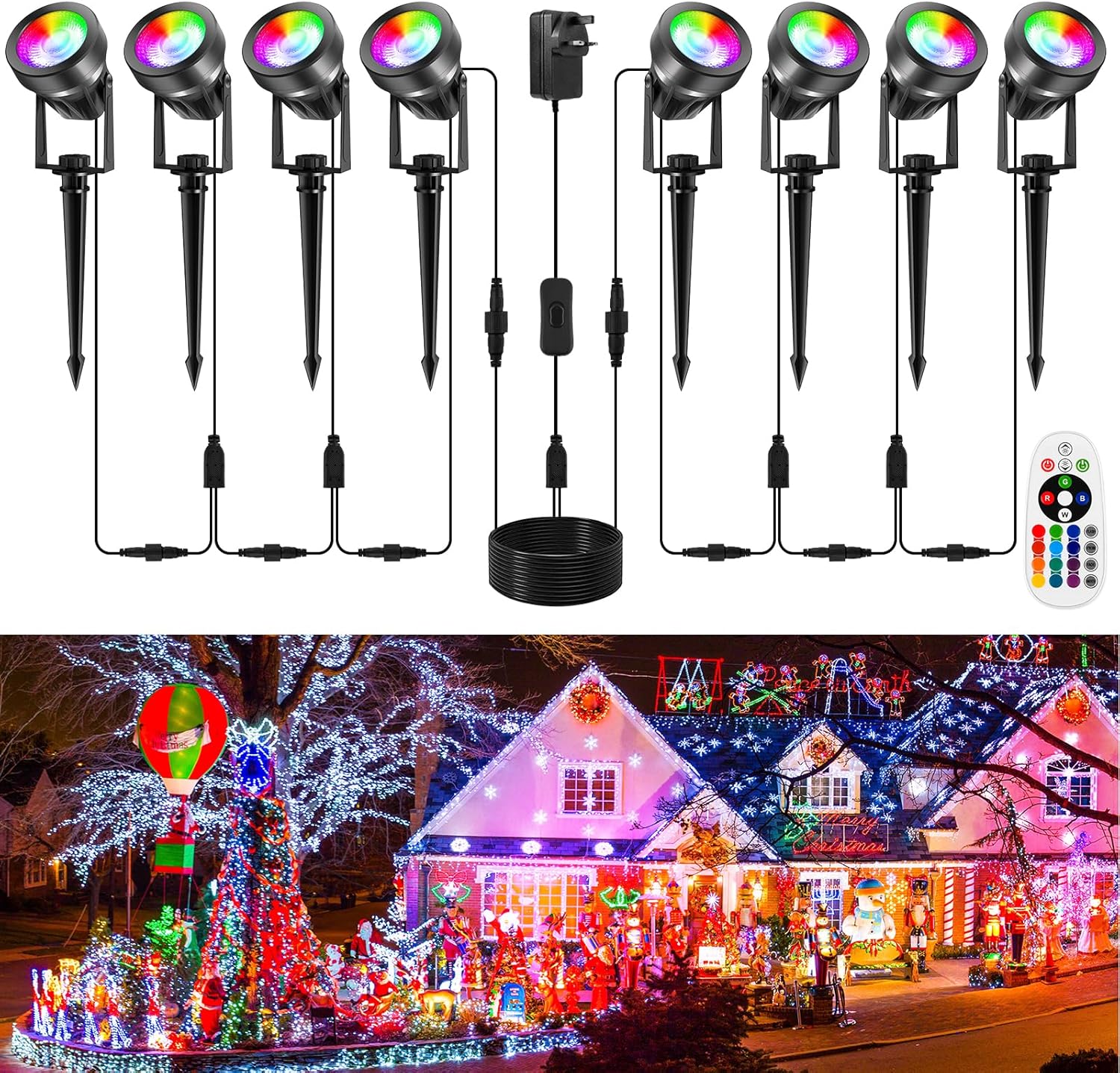 Thumbnail 6 de NATPOW Garden Lights mains-powered RGB spot lights with remote (IP65, 4-in-1)