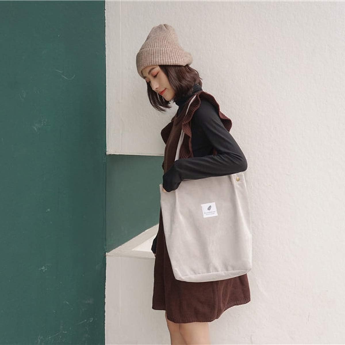 Detalle de ZhengYue Corduroy Totes Bag – Practical Corduroy Shoulder Tote for Everyday Use