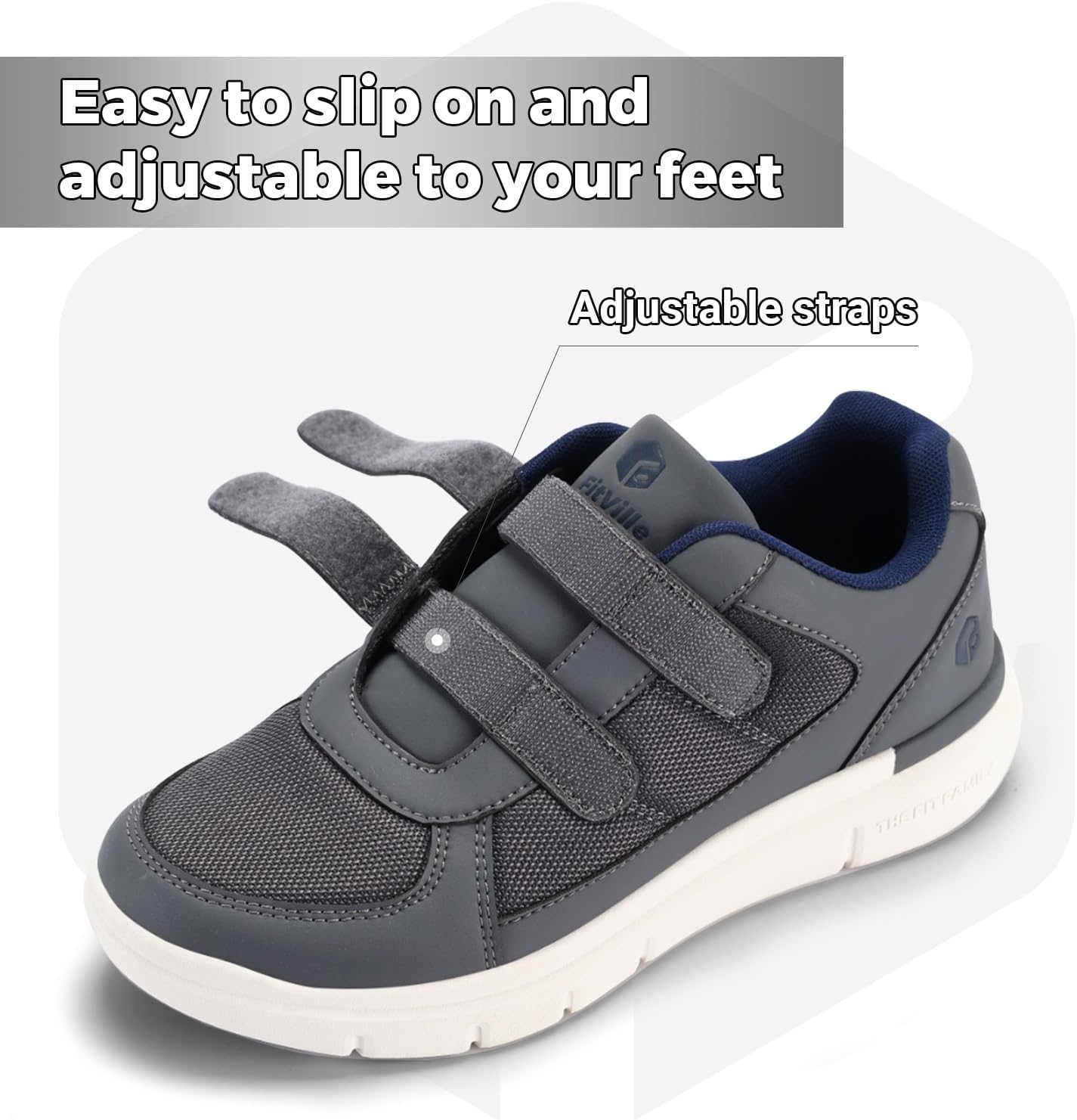 Detalle de FitVille Chaussures larges pour hommes — marche confortable