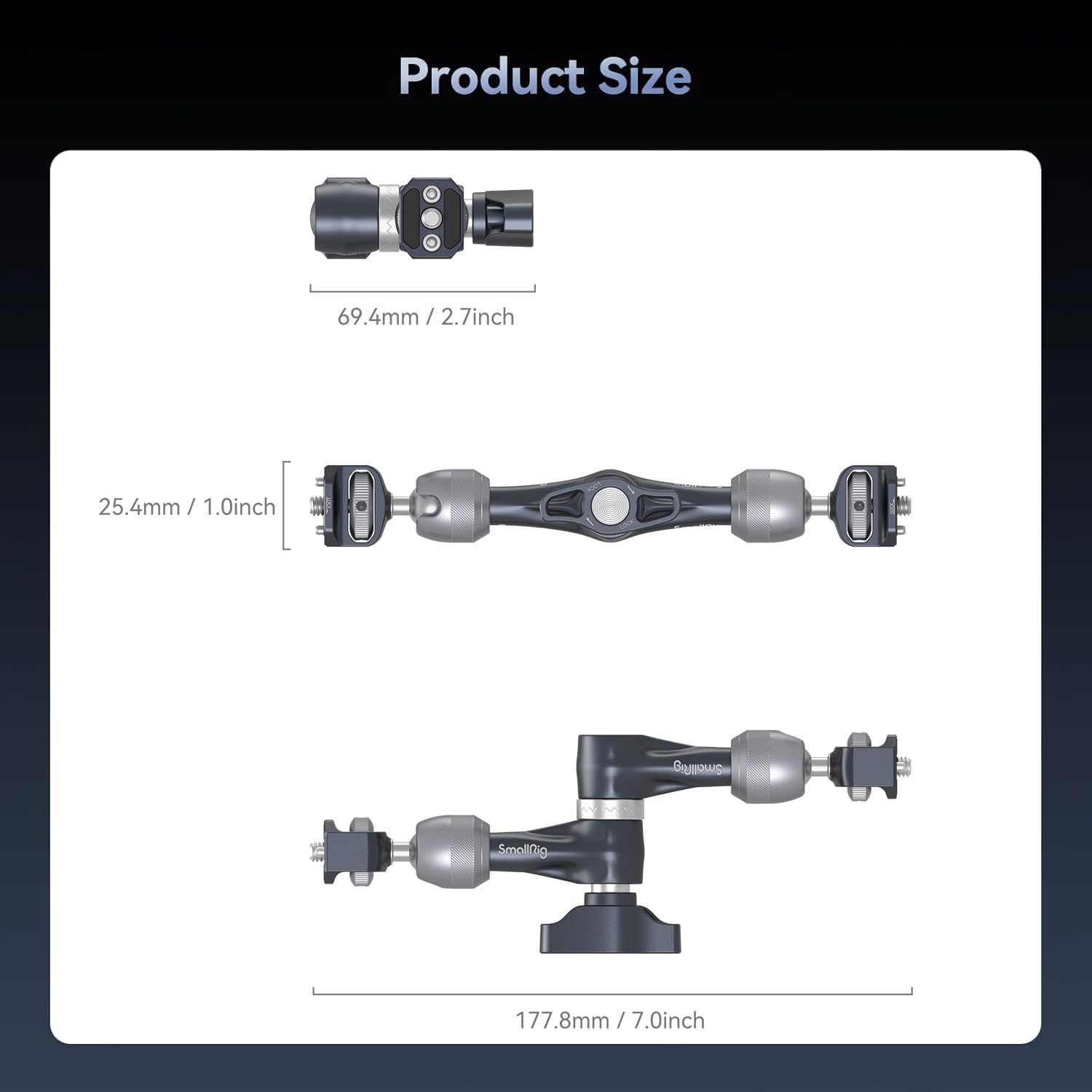 Thumbnail 6 de SmallRig 7" Rosette Magic Arm 4194 – Anti-Twist Gelenkarm mit 1/4"-20 Schrauben, Tragfähigkeit 3,5 kg
