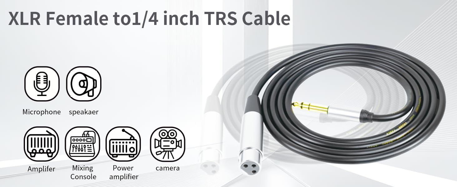 Detalle de belipro Trs-xlr-10ft Balanced Audio Cable, 1/4-Inch TRS to 3-Pin XLR, 10 ft