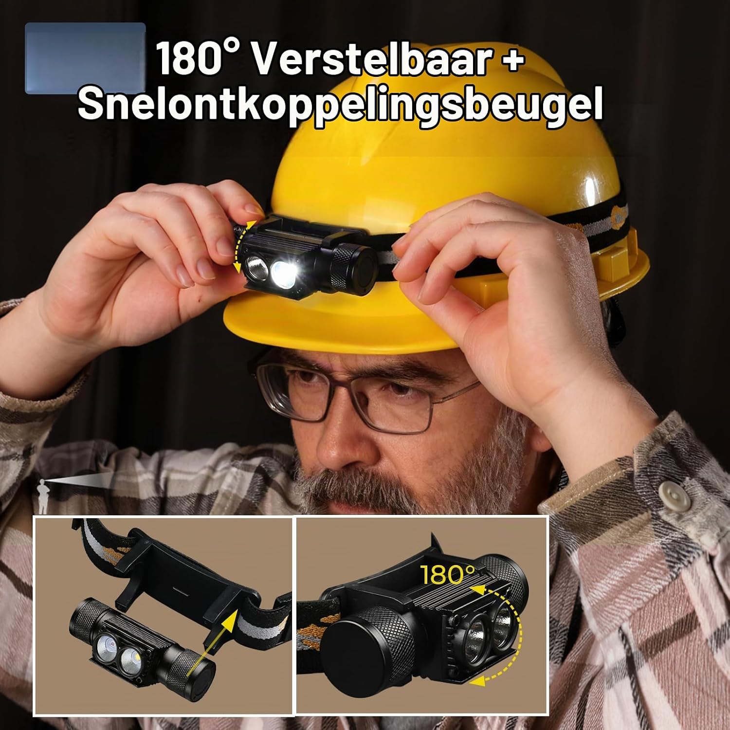 Detalle 2 de Sofirn D25LR hoofdlamp met rood licht van 660 nm en wit licht van 500 lumen