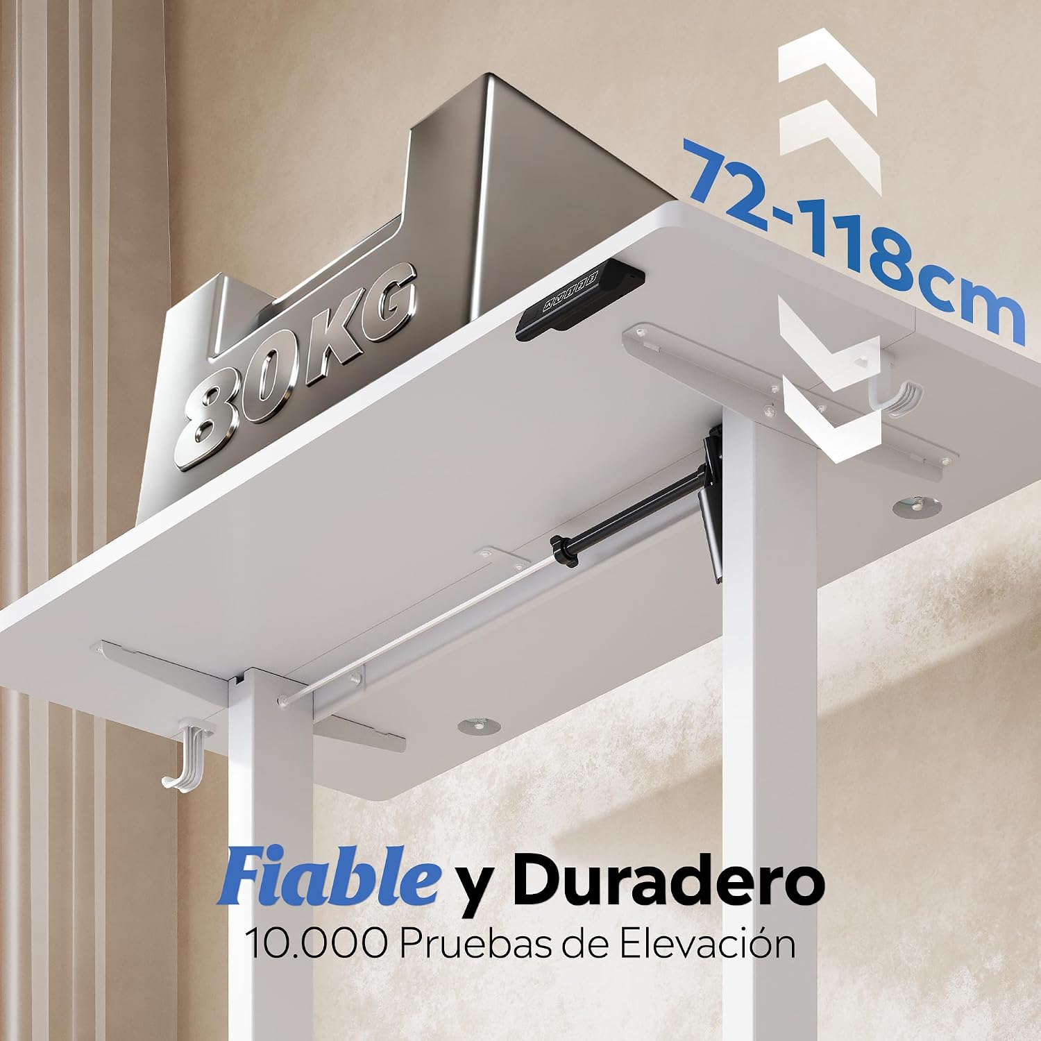 Thumbnail 5 de DEVAISE Escritorio Elevable Eléctrico 120x60 cm Blanco