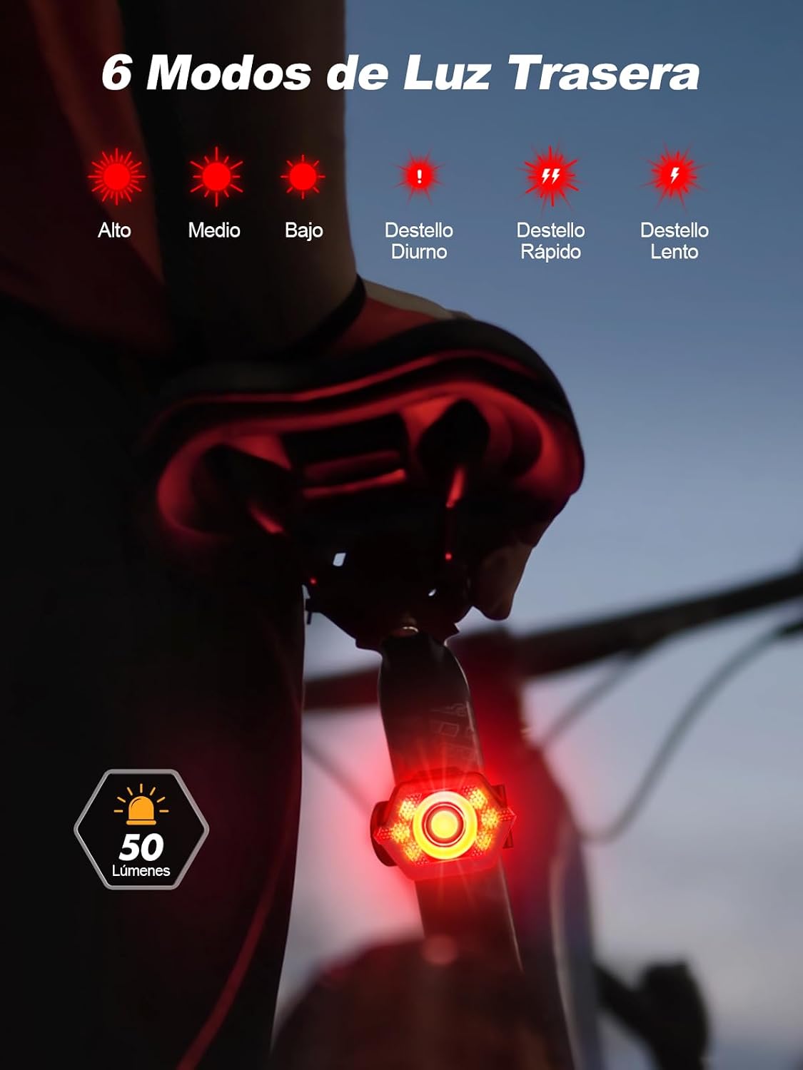 Detalle 2 de Glangeh Luces Bicicleta 1000 lúmenes