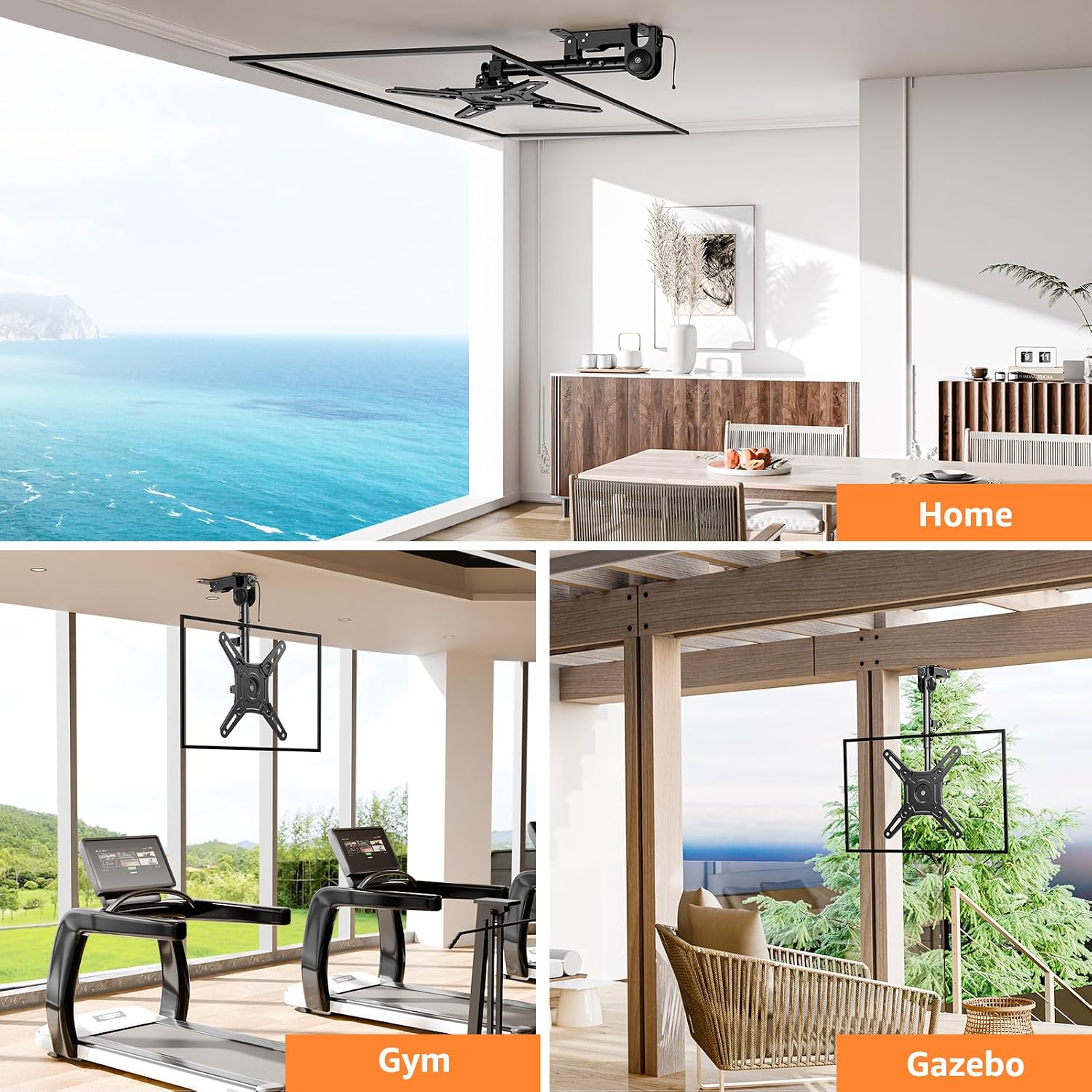 Detalle de ELIVED YD3030 Flip Down Ceiling TV Mount (14–40 in) with 360° Swivel and Height Adjustment