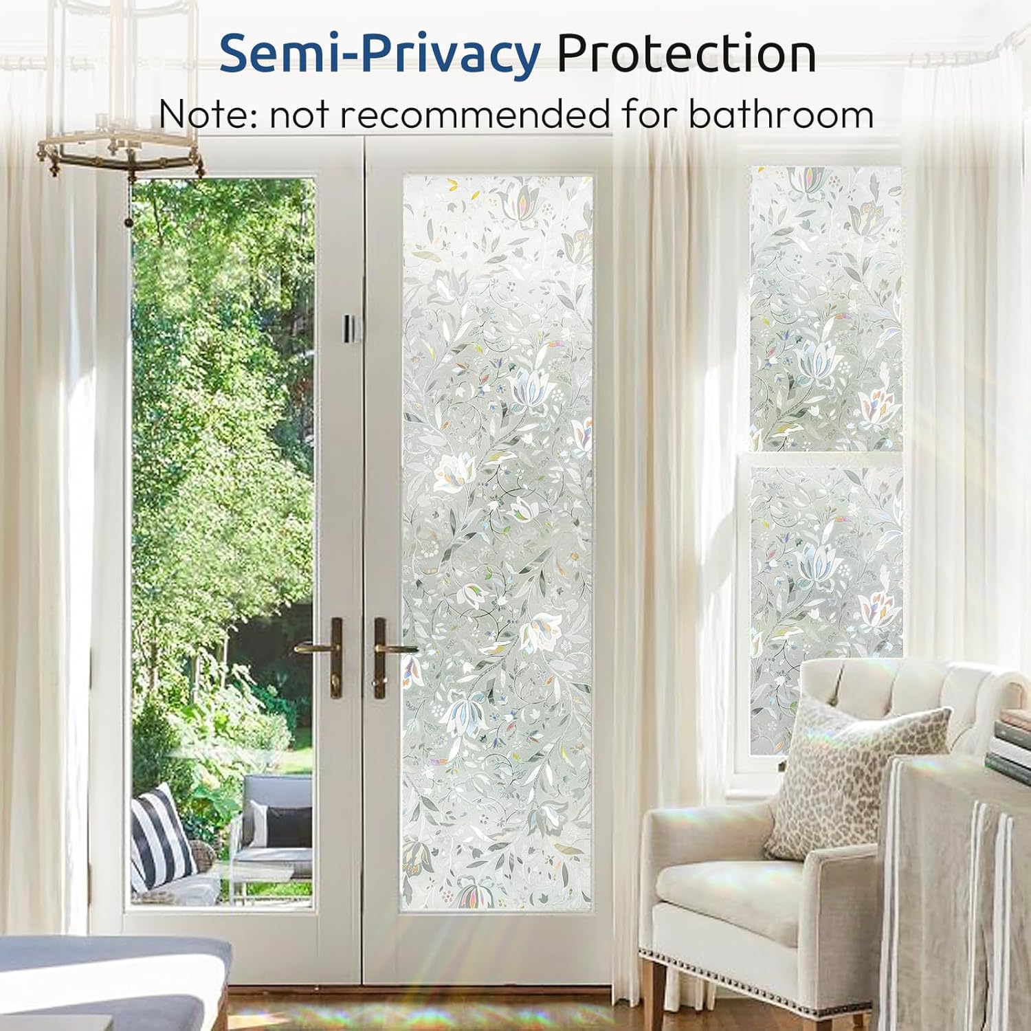 Thumbnail 6 de rabbitgoo Window Privacy Film with Rainbow Tulip Pattern (17.5" x 78.7")