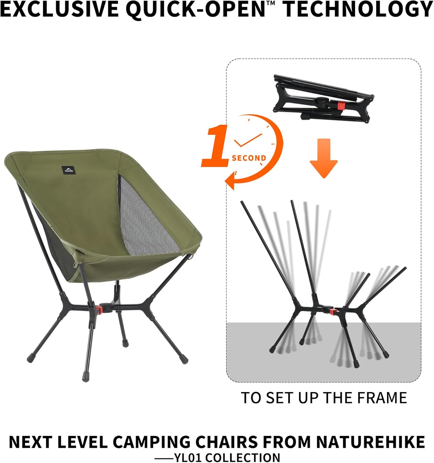 Thumbnail 2 de Naturehike YL01 snap camping folding chair (green) – lightweight portable camp chair with storage bag
