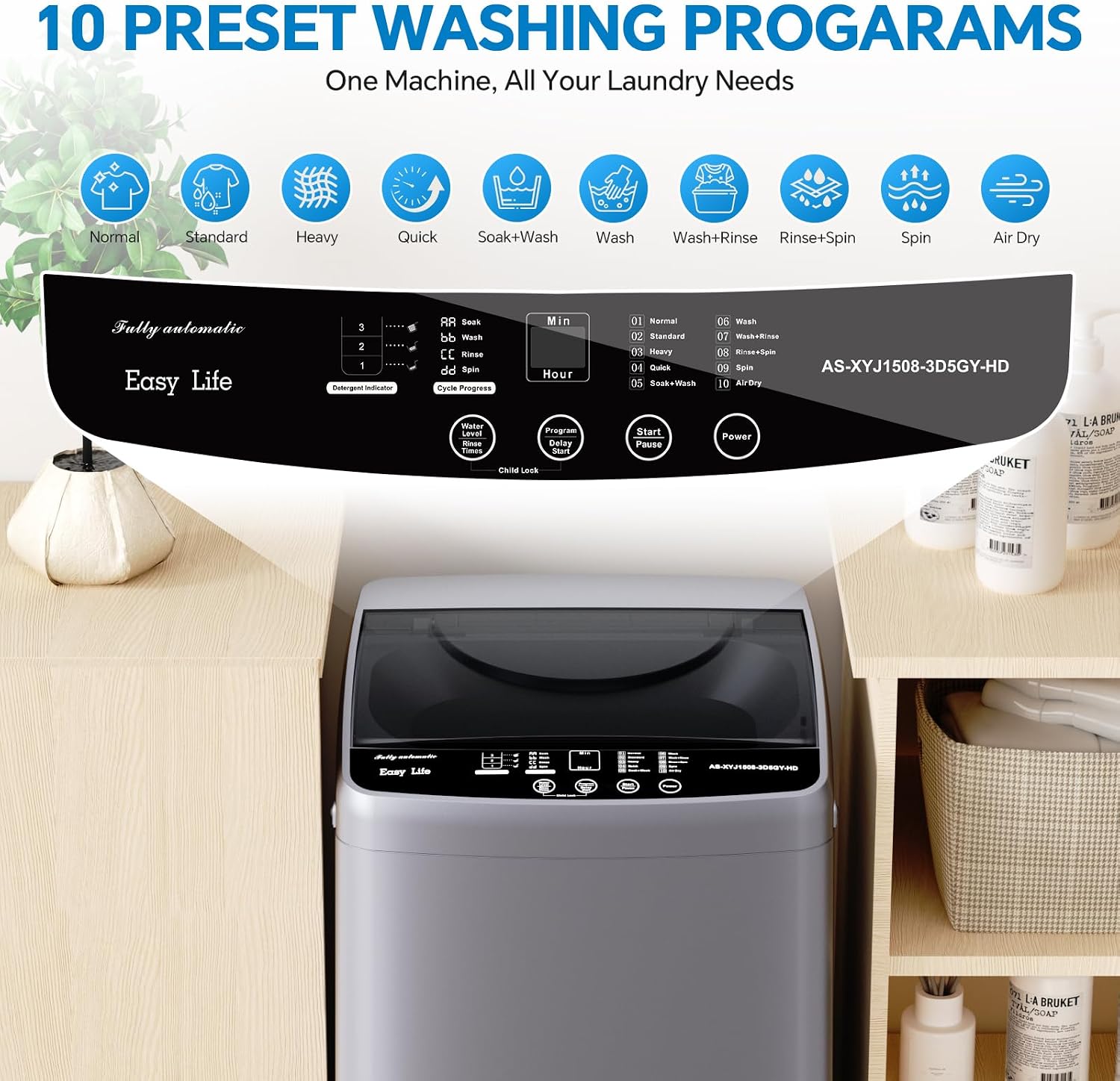 Detalle de OLIXIS AS-XYJ1508-3D5 Portable Washer, 1.06 Cu. Ft., Stainless Steel Drum