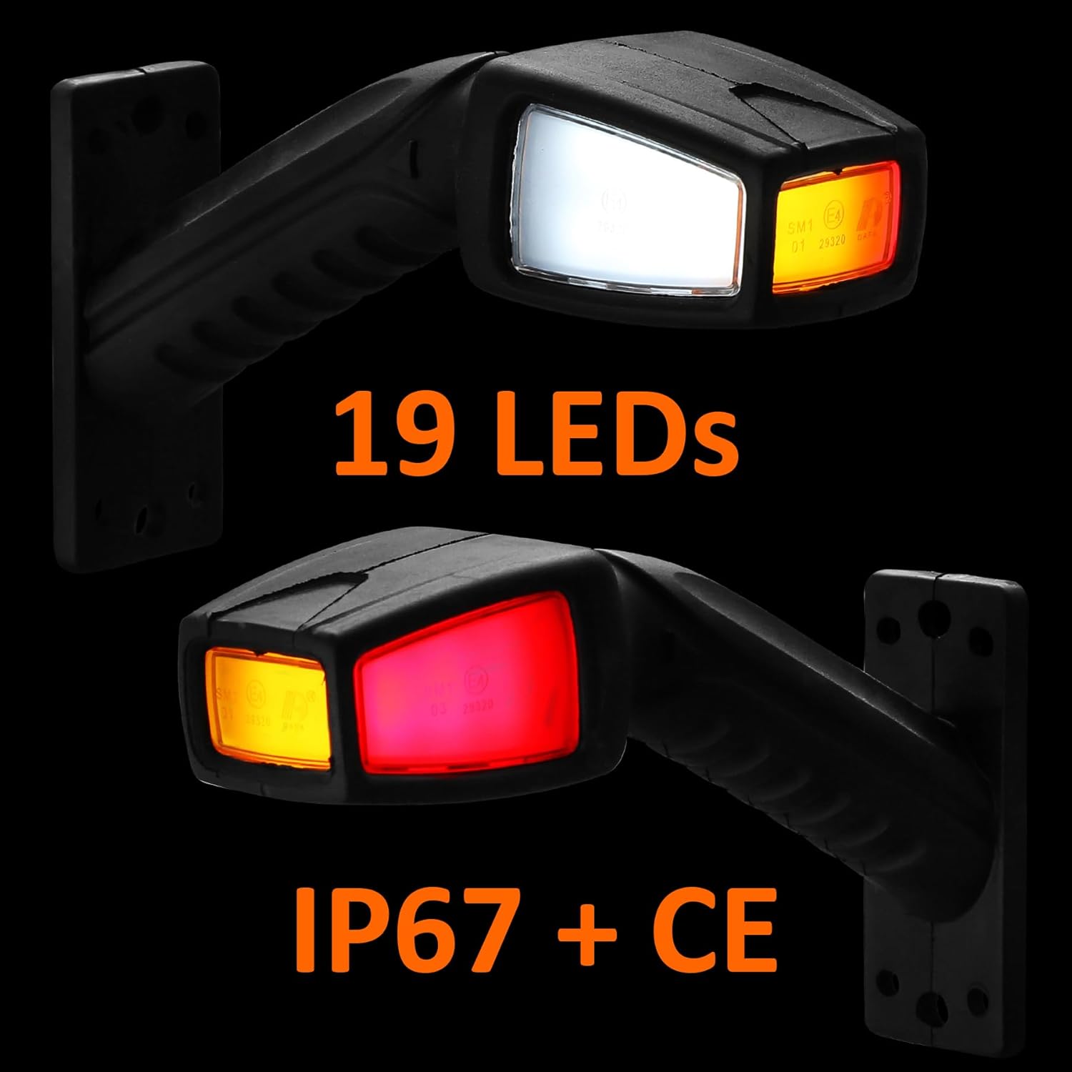 Detalle de DARKGUARD Left & Right LED Side Marker Lights – 12V/24V, IP67, ECE Approved