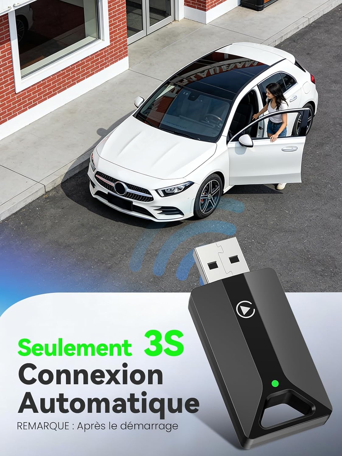Detalle de Vanstaki H2 Adaptateur CarPlay sans Fil — Plug & Play, pour iPhone et CarPlay filaire