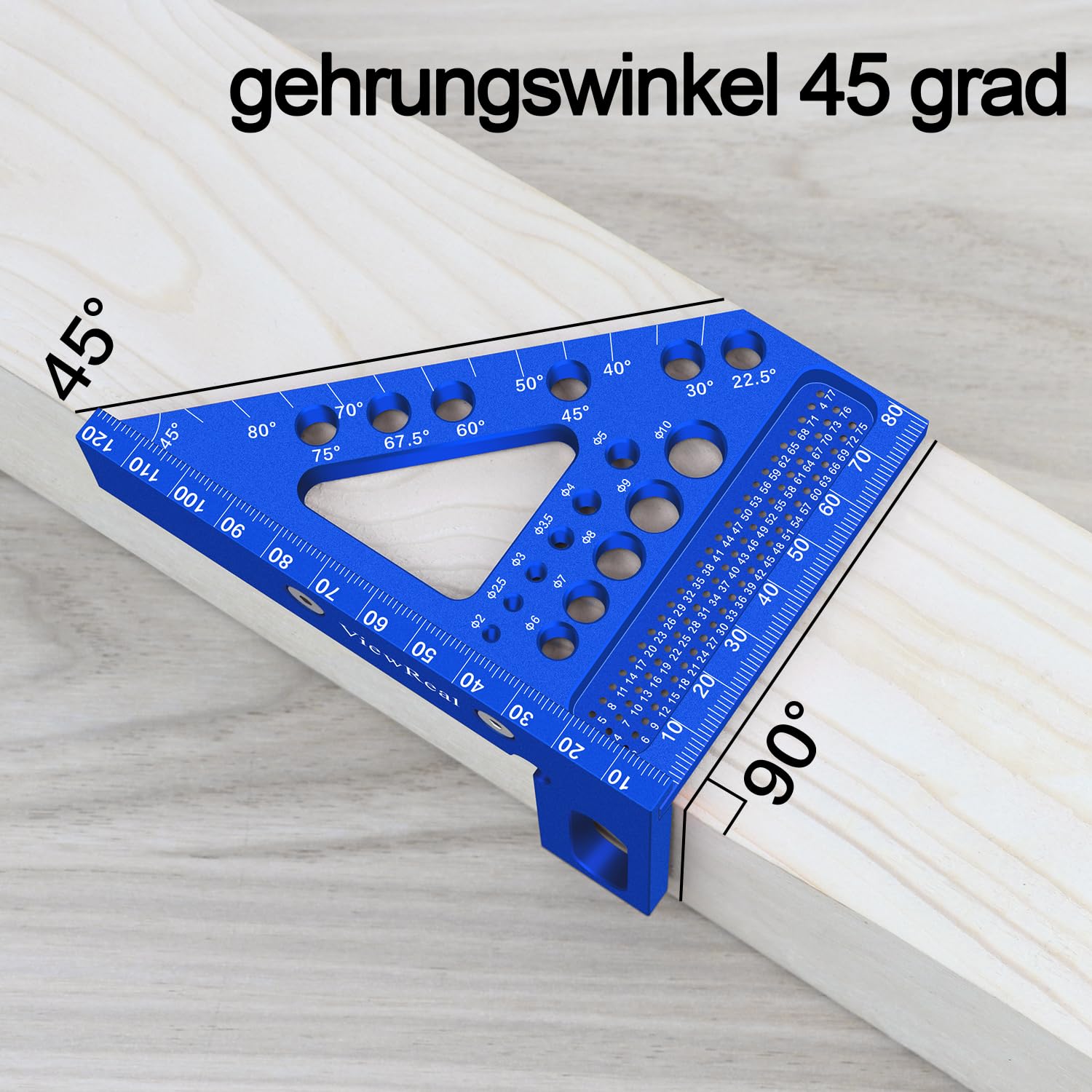 Thumbnail 4 de 3D-Gehrungswinkel multifunktional 22,5–90° aus Aluminiumlegierung – Winkelmaß und Anreisswerkzeug für Tischler