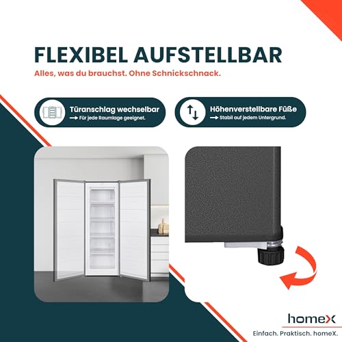 Thumbnail 6 de homeX FS1682E-S Gefrierschrank – 168 L Nutzinhalt, leiser Frei- stehender Tiefkühlschrank in Silber