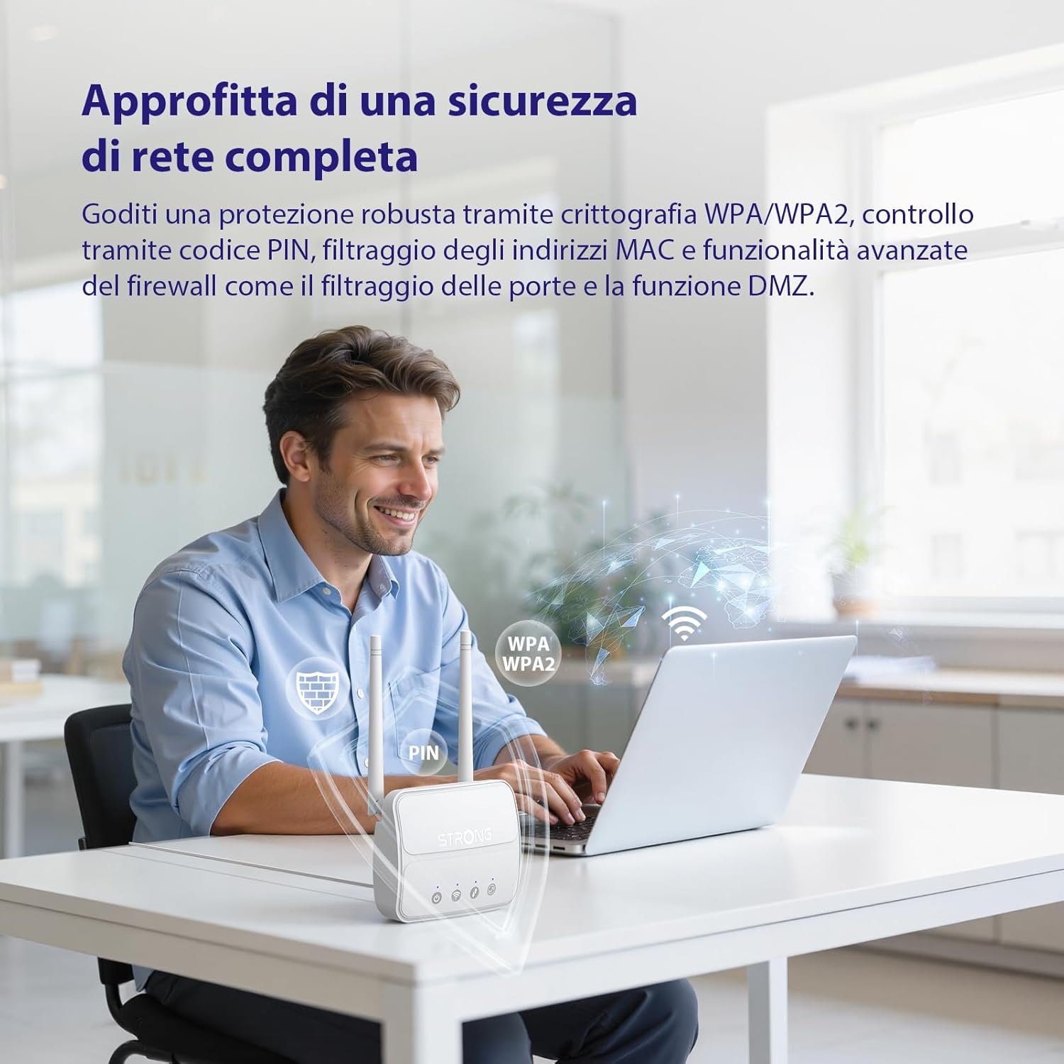 Thumbnail 5 de Strong Router WiFi N300 Mbps con SIM – 4G Cat4 LTE, USB 3.0, Antenne staccabili, fino a 32 dispositivi