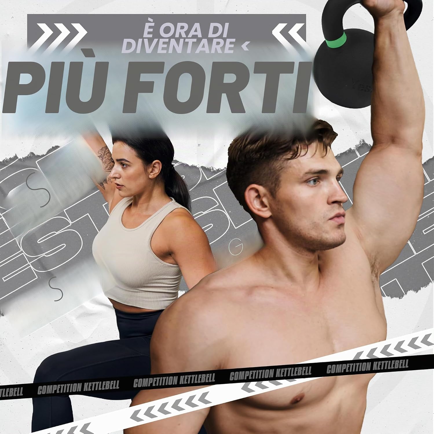 Thumbnail 6 de Yes4All Kettlebell da 4–32 kg con rivestimento in polvere e impugnatura lunga – kettlebell da competizione