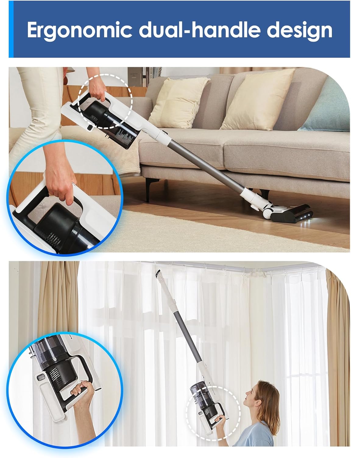 Detalle de Tineco A20 Cordless Stick Vacuum with 1 L Bin, 3 Modes and LED Headlight