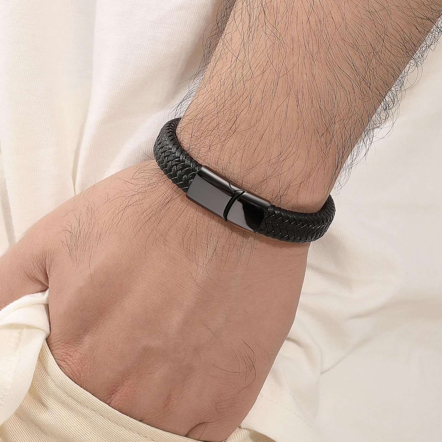 Thumbnail 4 de HAYOUWAY Lederarmband Herren 21,5 cm đ§đ€đ§