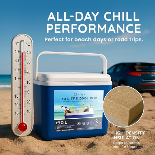 Detalle de CUQOO Cooler Box 30L: Portable Ice Box for Camping, Festivals and Family Outings