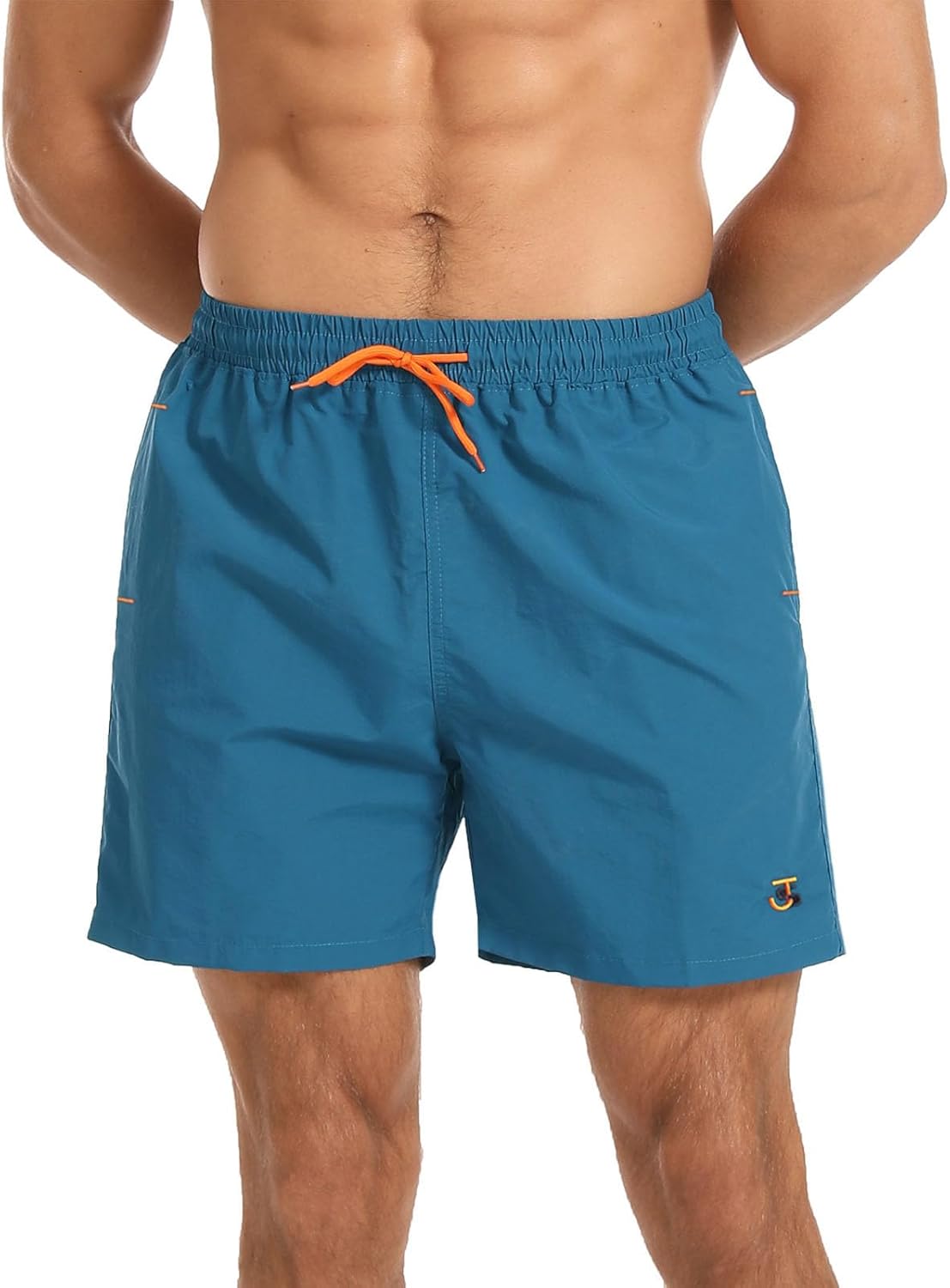 Detalle 2 de JustSun Men's Swim Shorts with Zip Pockets and Mesh Lining