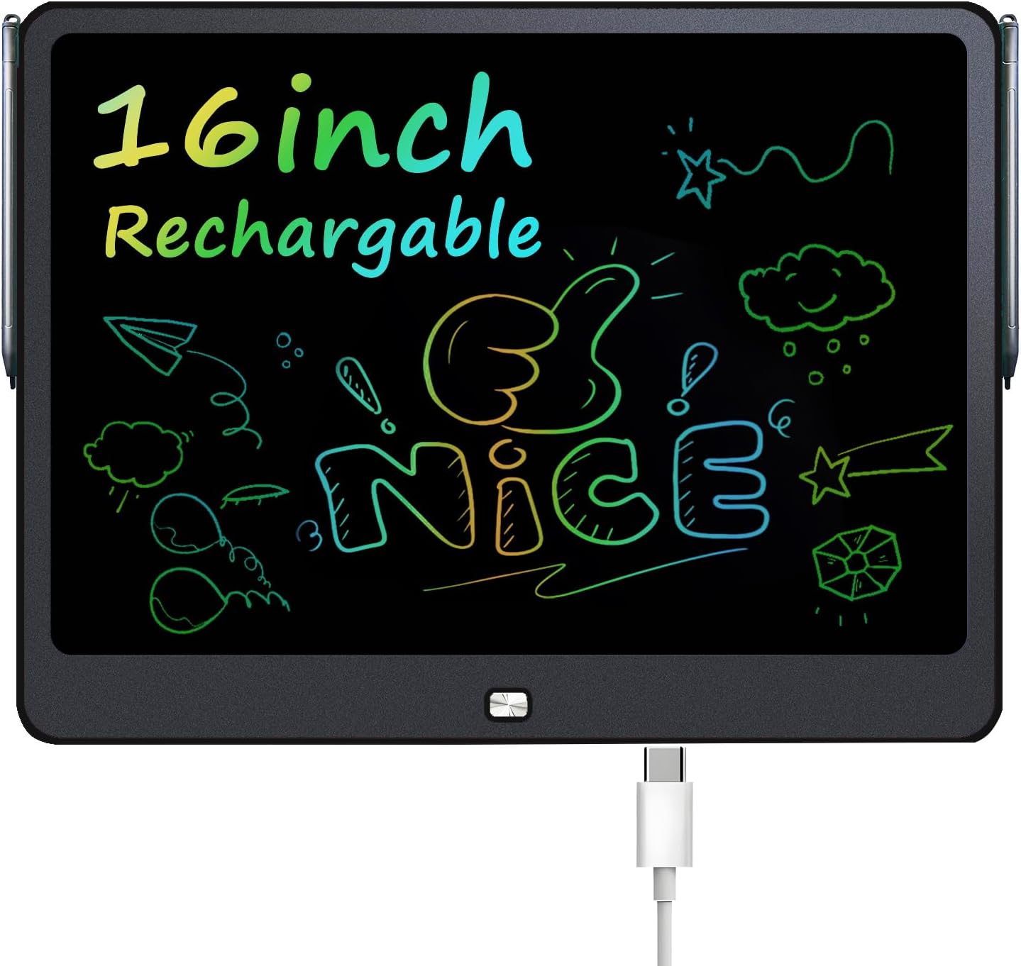 Detalle de Rechargeable 16-Inch LCD Writing Tablet for Kids (Pink) – Doodle Board for Ages 3–8