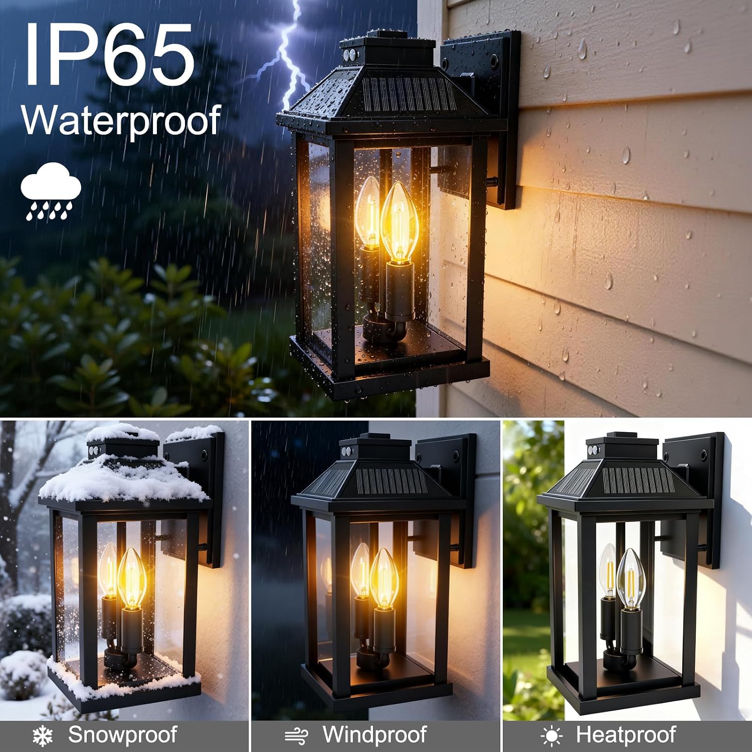 Detalle de Moodyfei XHY-2601 Solar Wall Lantern with Motion Sensor, 3 Modes, 600 lm