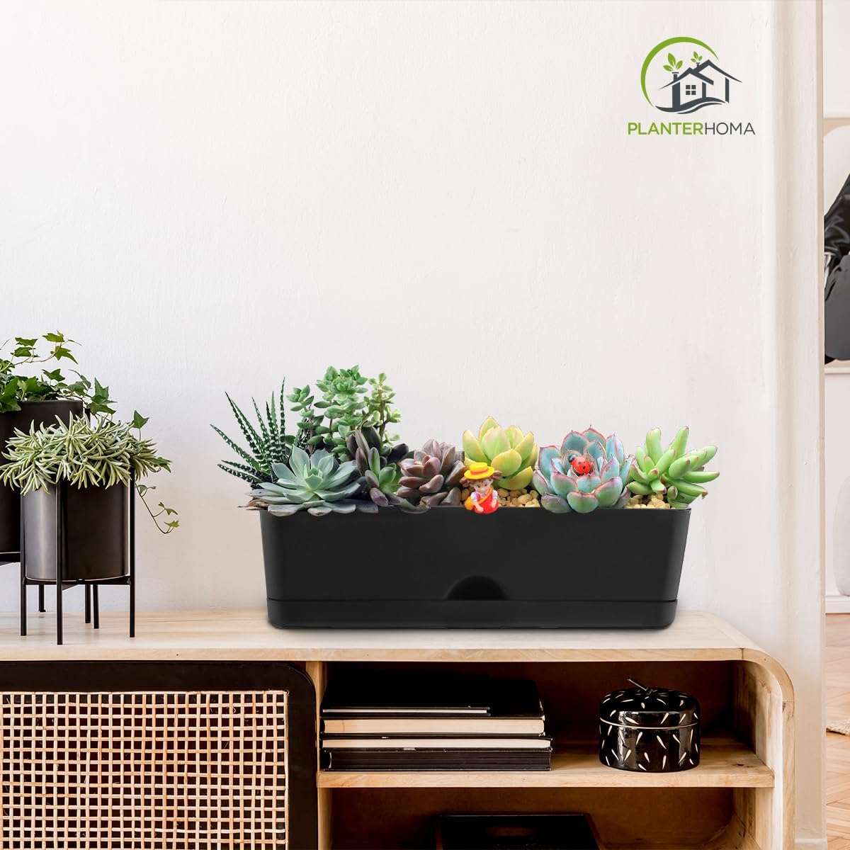 Thumbnail 6 de Planterhoma rechthoekige plantenbakken, set van 5, 40,6 cm, zwart kunststof