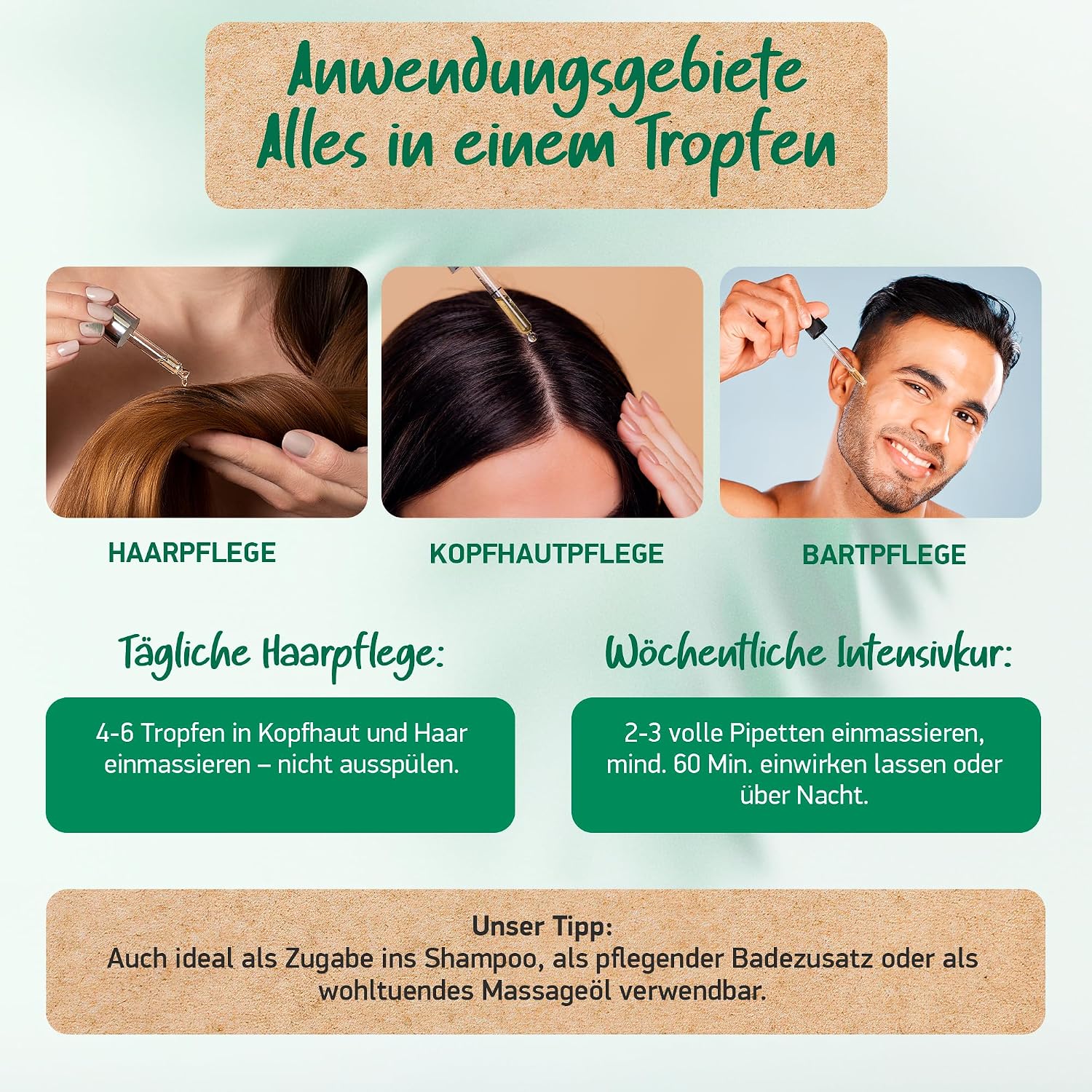 Detalle 2 de BIO Haaröl Rosmarin+9 – Wachstumsöle für Haarstärkung, 100% Bio, Made in Germany