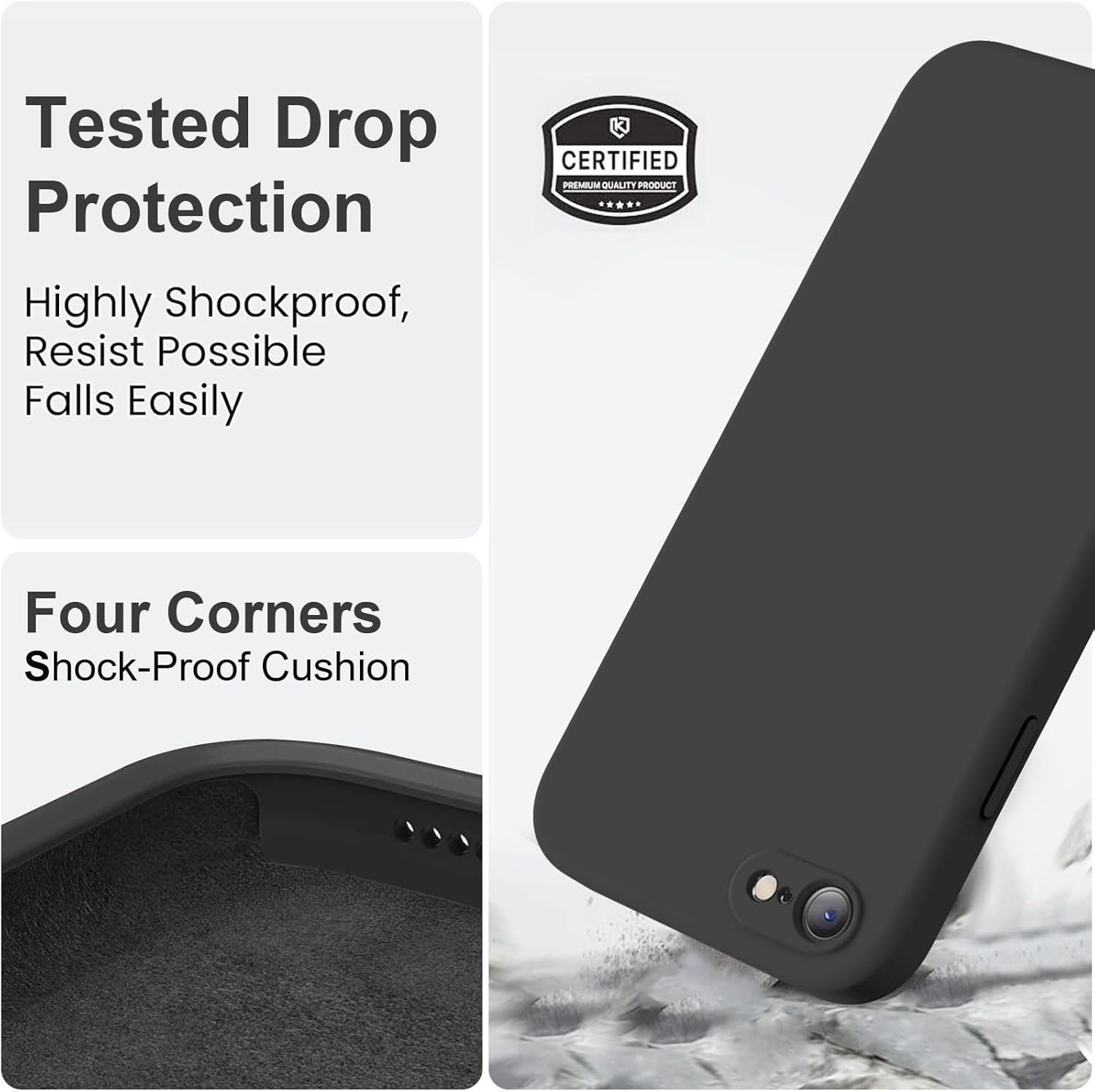 Thumbnail 4 de Vooii Liquid Silicone Case for iPhone SE (2022/2020) & iPhone 8/7 — Black