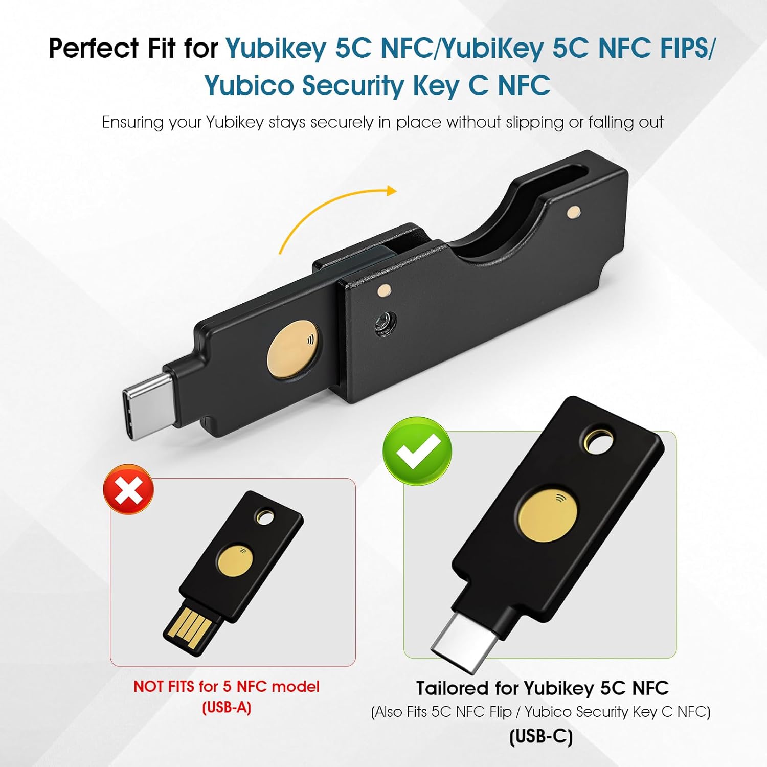 Thumbnail 2 de REEYEAR YubiKey 5C NFC対応アルミケース フリップスライド式・ブラック