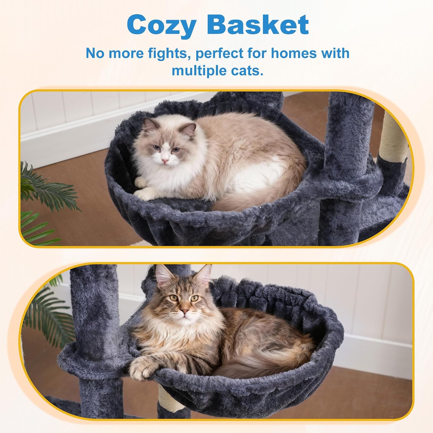 Thumbnail 5 de Hey-brother MPJ060G Cat Tree Tower with Large Perch, Condo and Two Hammocks