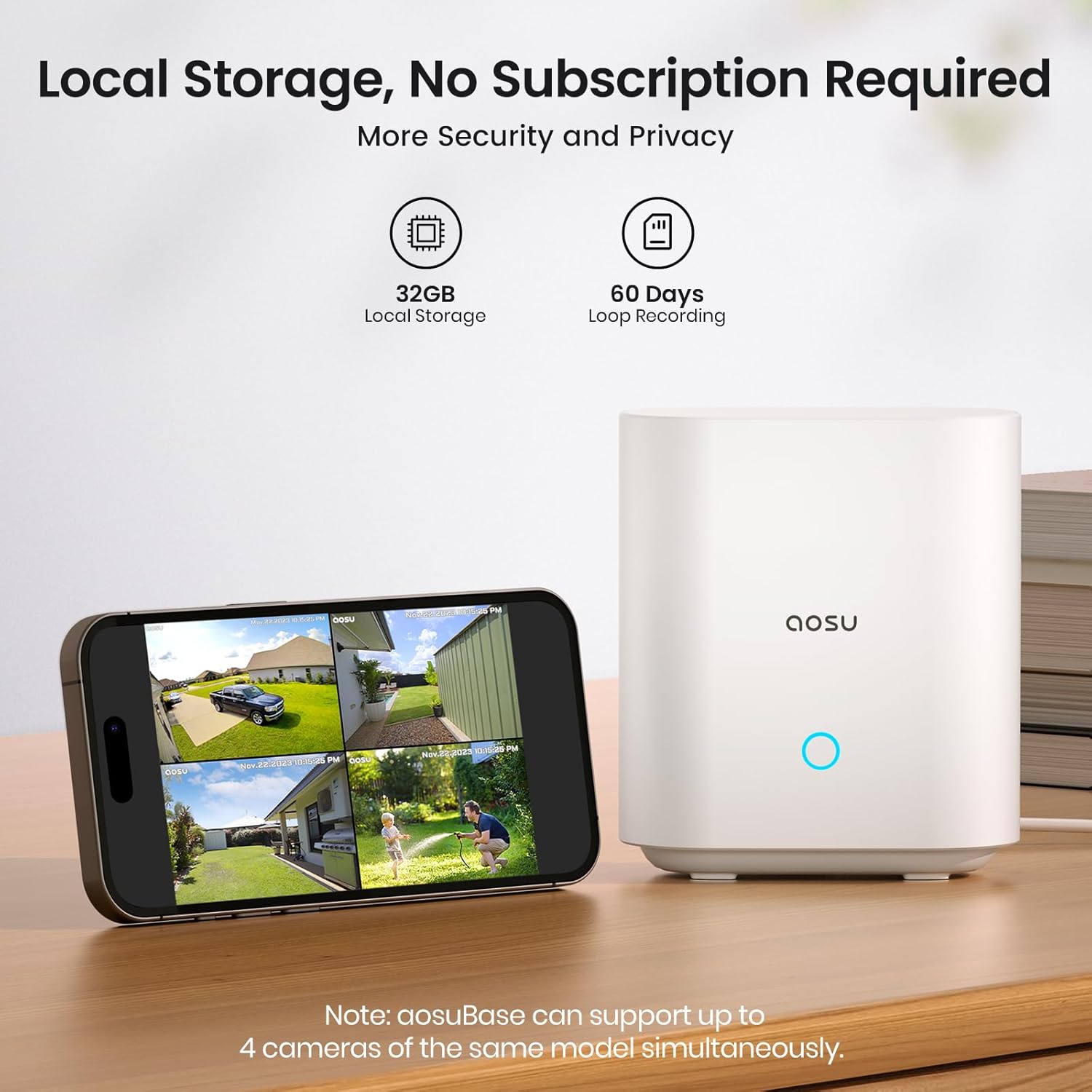 Thumbnail 1 de aosu 4-Cam Wireless Outdoor Security Camera Kit (2K, Spotlight, 166° Ultra-Wide, Battery Powered)