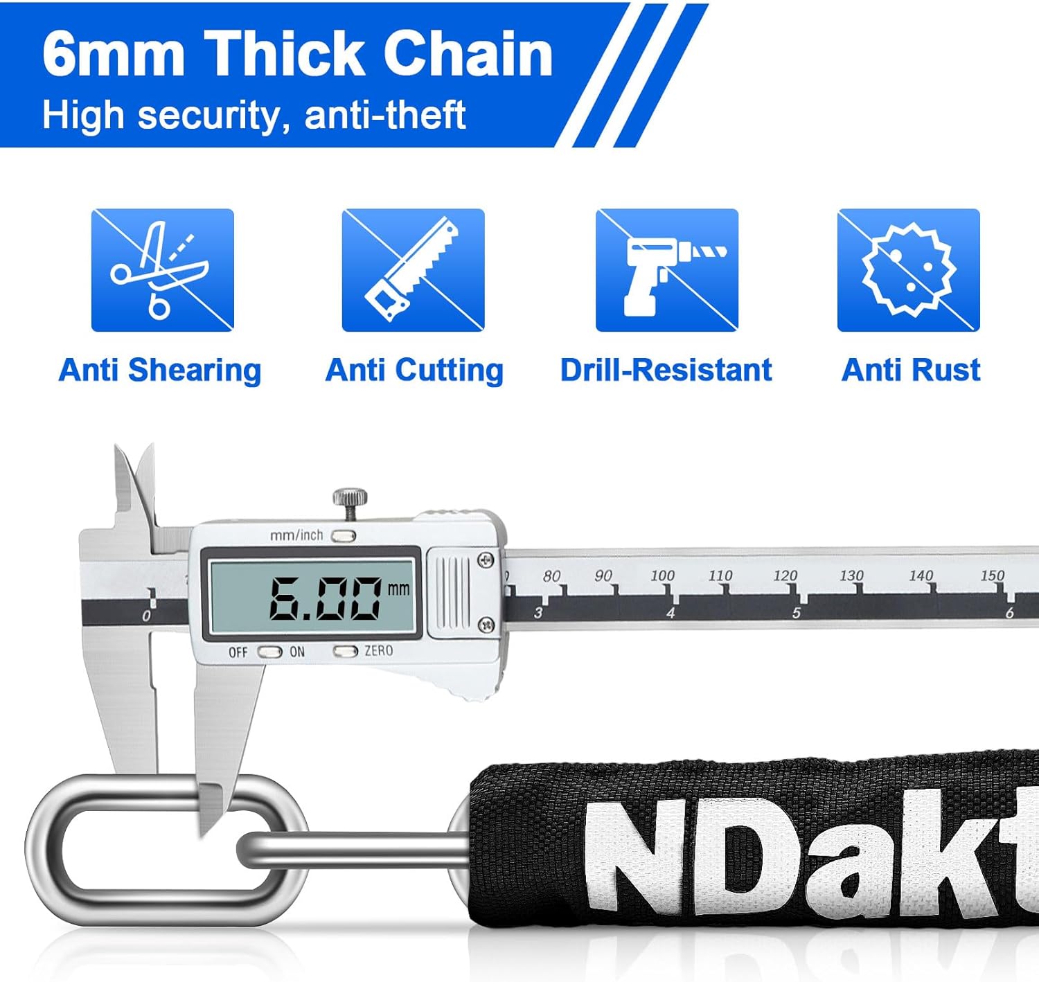 Thumbnail 3 de NDakter Bike Lock 5-Digit Resettable Chain Lock (Combination, Heavy-Duty)