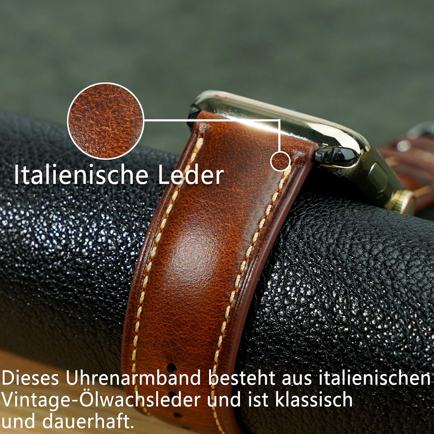 Detalle de Gomvadr Apple Watch leather band, 45mm