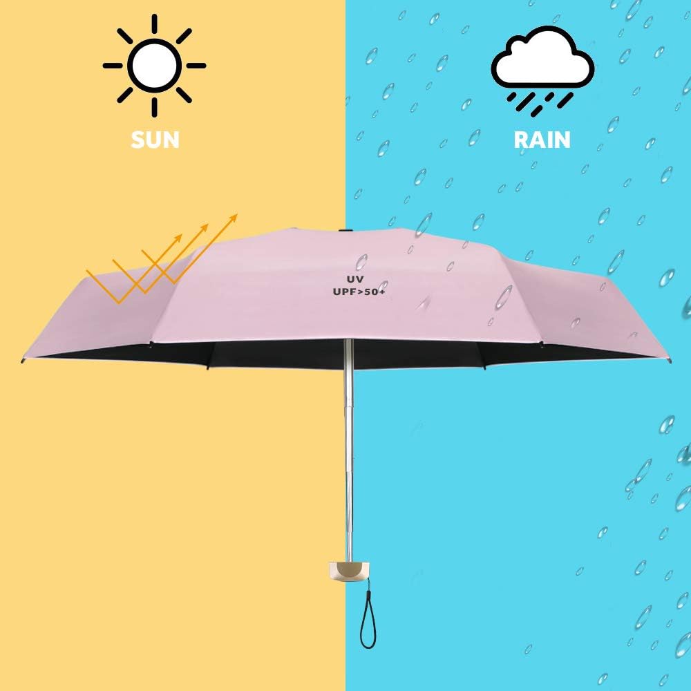 Thumbnail 3 de Vicloon Mini Umbrella (Pink) with Golden Handle – Compact UV Protecting Travel Umbrella