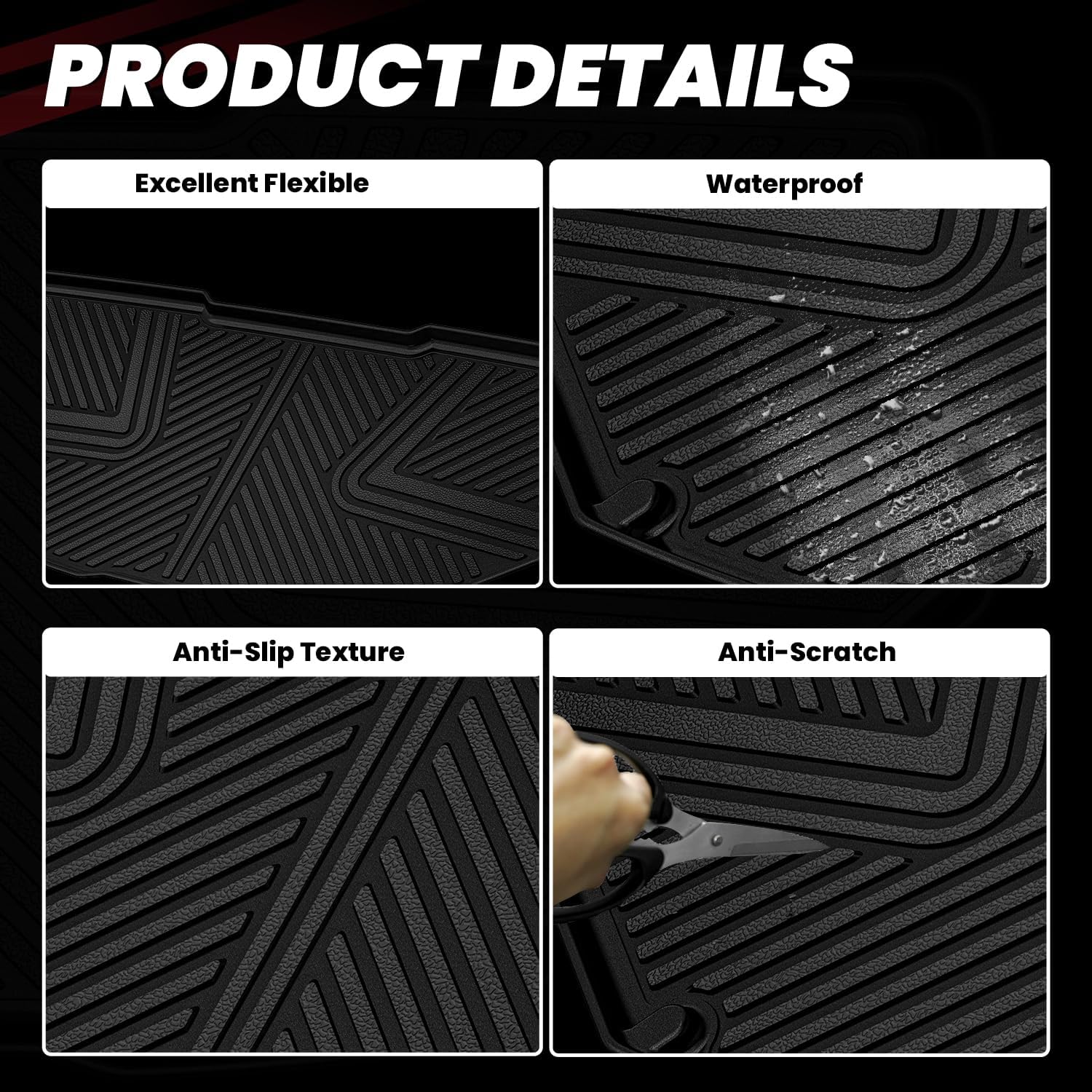 Detalle de LASFIT Frunk & Cargo Mats for Rivian R1T/R1S (2022–2024), TPE Liners