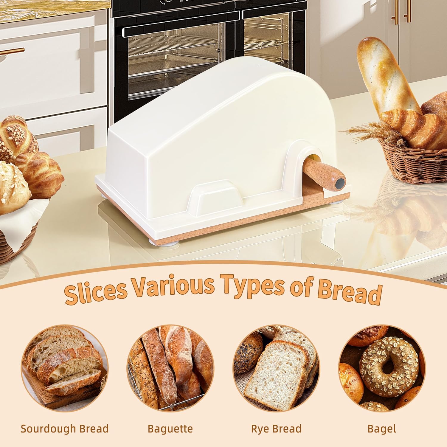 Thumbnail 6 de CAWIU Upgraded Manual Bread Slicer for Homemade Sourdough — Adjustable Thickness Cutter with Hand Crank