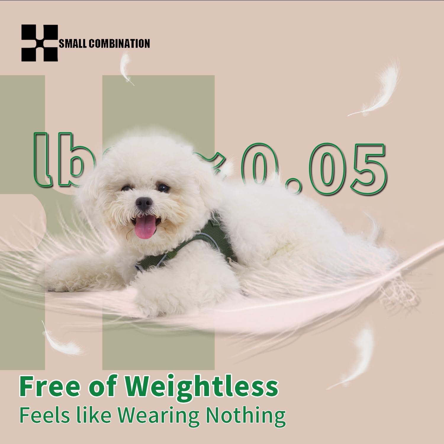 Thumbnail 3 de Small Combination Small Combination dog harness & leash set (Army Green) – Adjustable reflective step-in for small/medium pets, size XXS