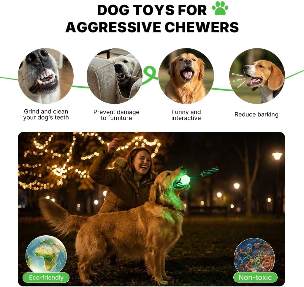 Detalle de Dog Tug Toy with Glow-in-the-Dark Ball