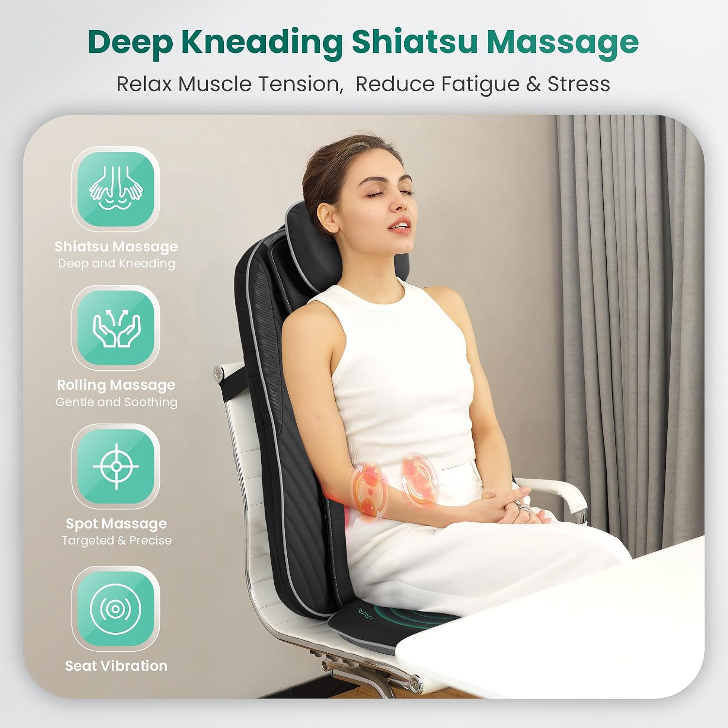 Detalle 2 de Snailax Shiatsu Massagesitzauflage mit Wärme