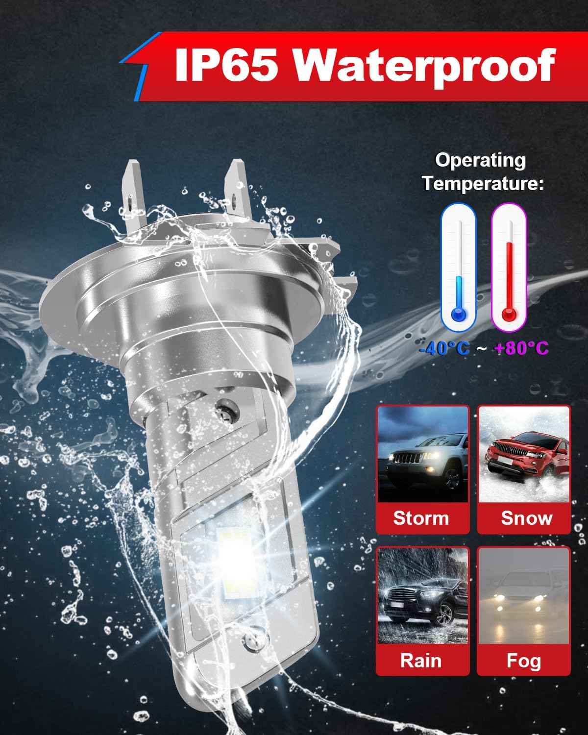 Thumbnail 6 de OUSHI Lampadine H7 LED 600% Luminosità 6500K Xenon Bianco 100W 30000LM - Plug and Play (2 pezzi)