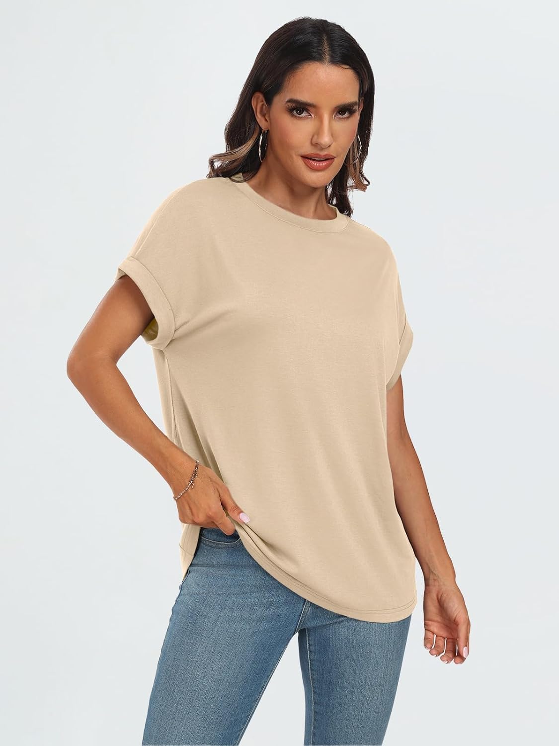 Detalle de Cuptacc Tshirt Damen Oversize Kurzarm Sommer