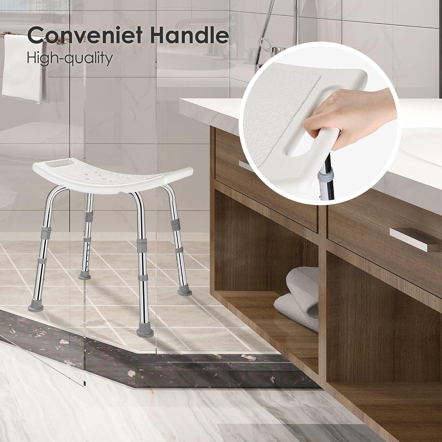 Thumbnail 2 de LIVINGbasics Shower Chair with 5-Level Height Adjustment, Aluminium Frame