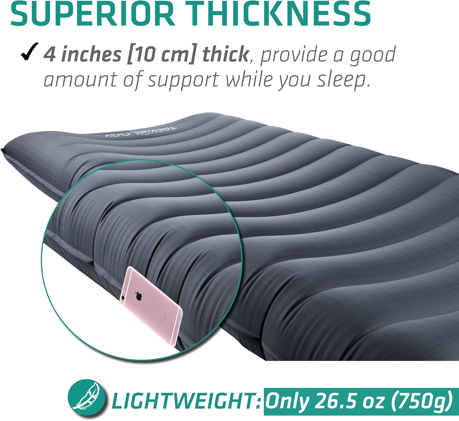 Thumbnail 4 de Trekology UL80 camping sleeping mat (inflatable roll-up) for lightweight comfort