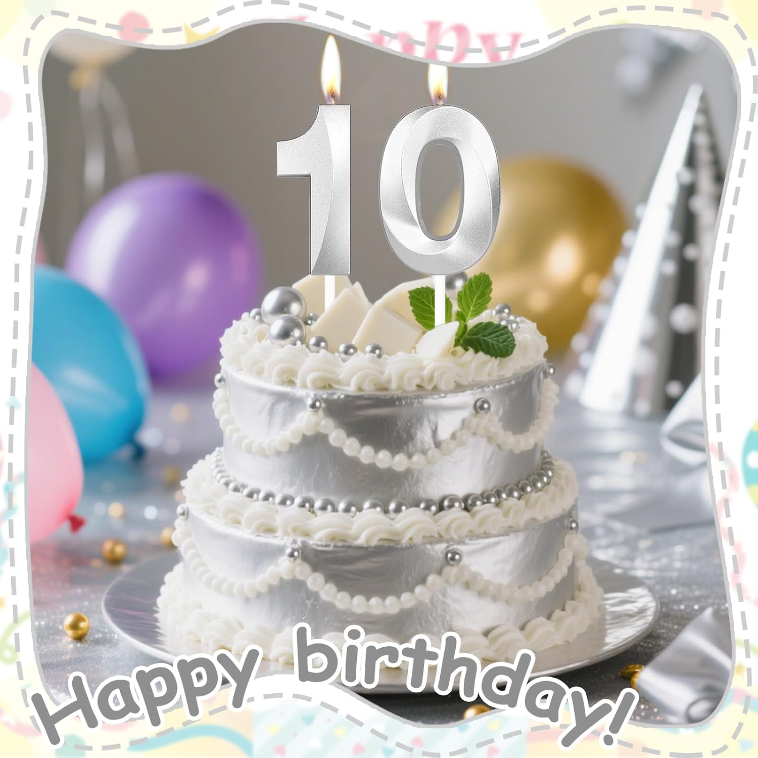 Detalle 2 de Yiran 3D Birthday Candles, Silvery Number 27th – 2-Piece 3D Topper Candle for Cakes