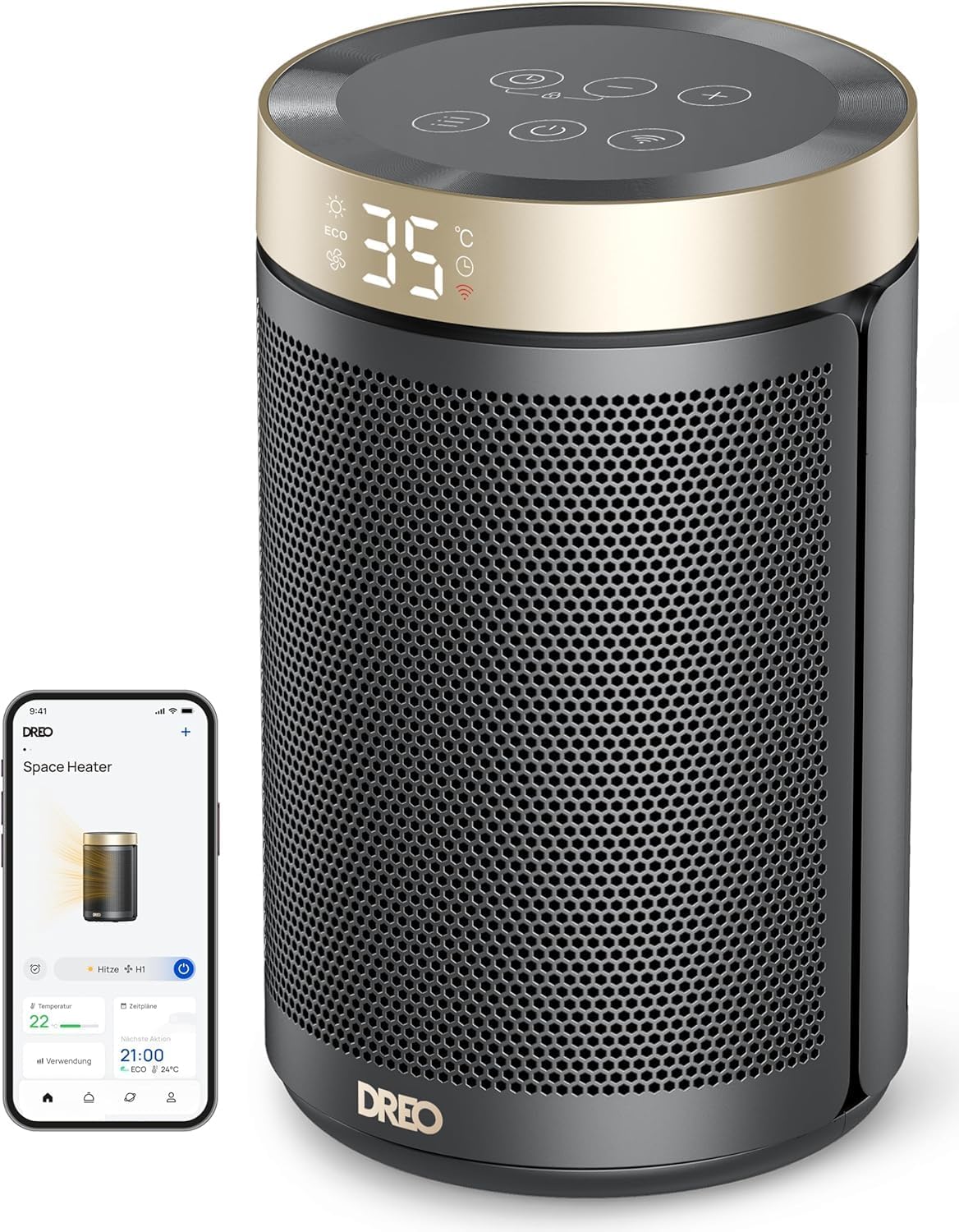 Thumbnail 3 de Dreo Chauffage électrique céramique PTC Atom 316 1500 W, 34 dB silencieux avec thermostat et minuterie 12 h