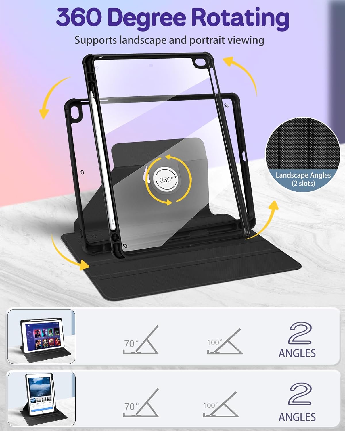 Thumbnail 2 de SurgeCraft 360° Rotating Case for iPad (5th/6th Gen, iPad Air 1st/2nd Gen, 9.7 Pro) with Pencil Holder