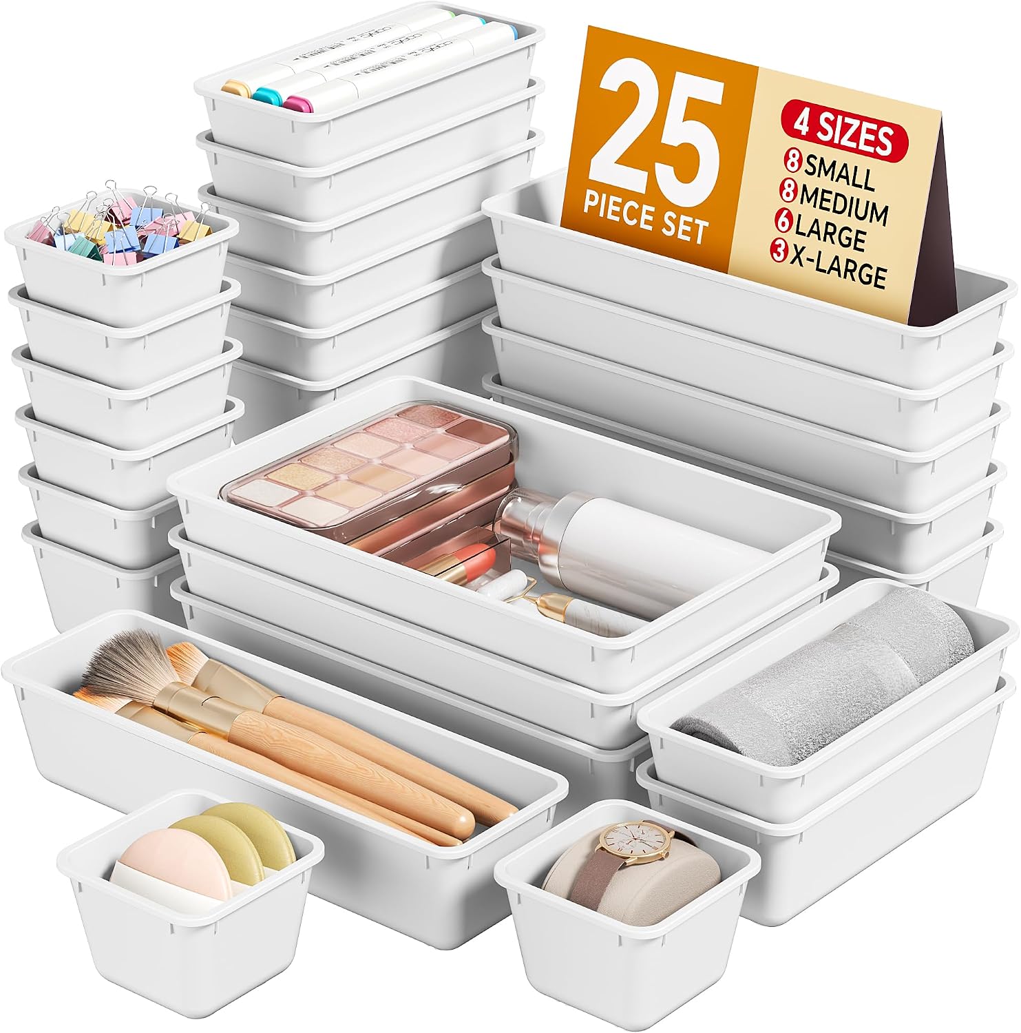Detalle de KEMETHY Drawer Organizer Set, 25 Pieces