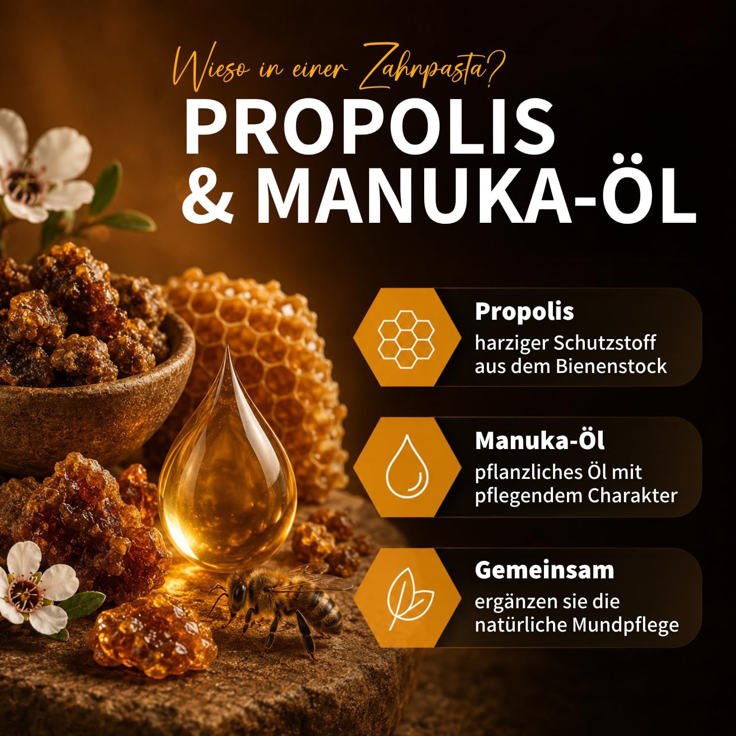 Detalle 2 de bedrop Pronuka fluoridfreie Zahnpasta mit Propolis & Manuka-Öl (Zitrone-Minze, 75 ml)